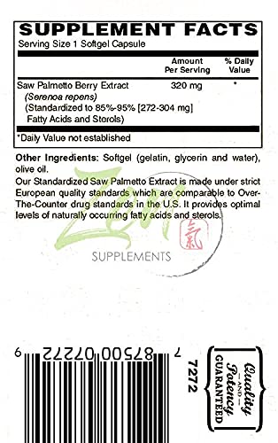 Zen Supplements - Saw Palmetto Berry Extract 320 Mg Supplement for Prostate Health & Urinary Tract Including Frequent Urination, Supports DHT Blocker and Hair Loss Prevention 60-Softgel