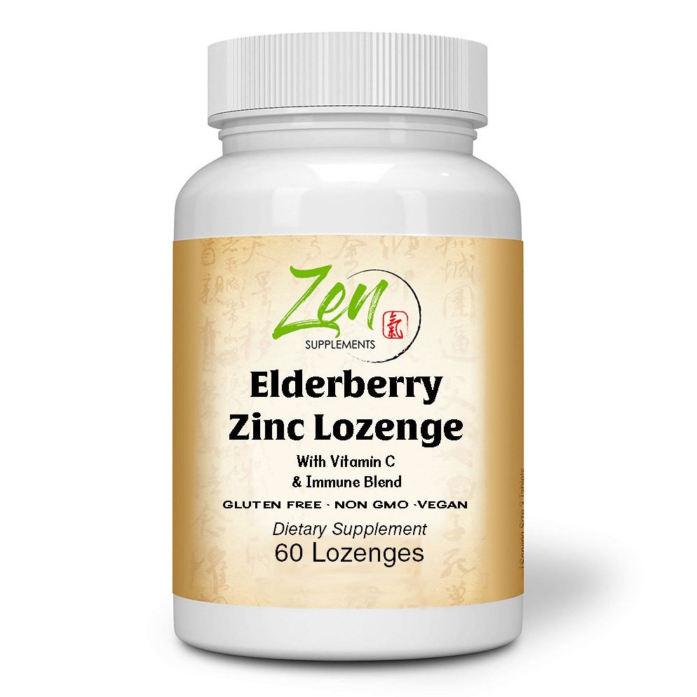 Zen Supplements - Elderberry Zinc Lozenge with Vitamin C and Immune Blend 60 Count