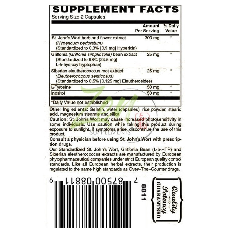 Zen Supplements - Mood Support with St. John's Wort, Siberian Eleuthero, L-tyrosine & 5HTP - Supports a Healthy Nervous System & Positive Mood 60-Caps