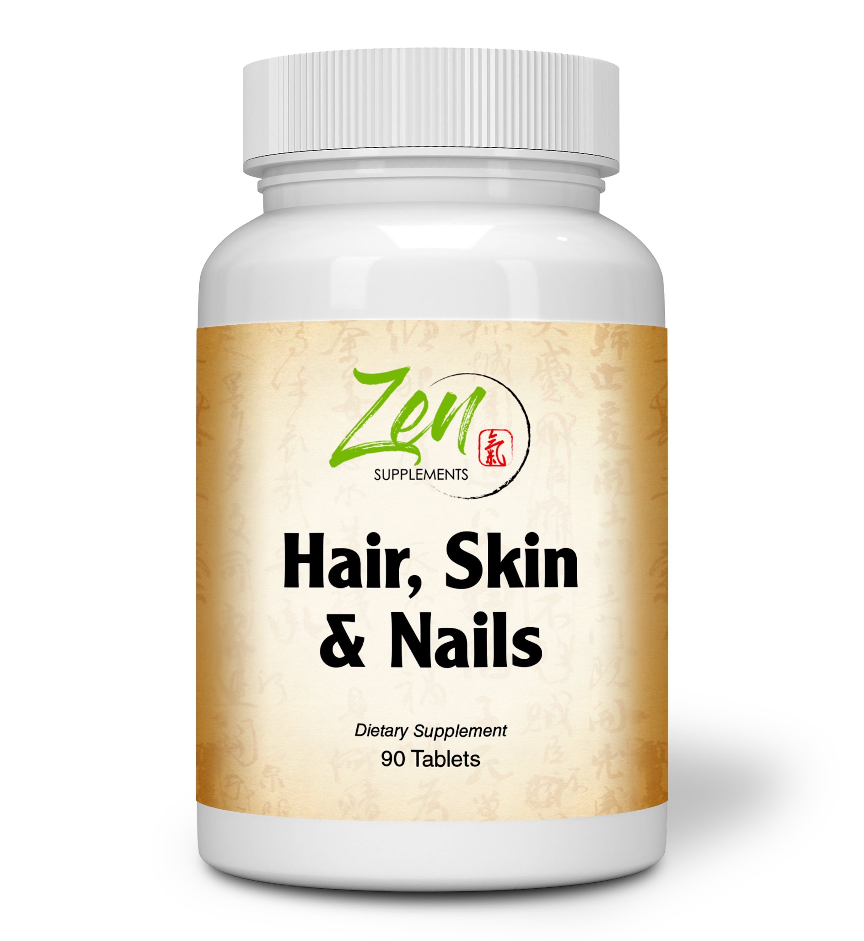 Zen Supplements - Hair, Skin & Nails Formula Contains Biotin, Zinc, MSM, Antioxidant Vitamins C and E, Selenium, Silicon All Support for Healthy Hair, Clear Skin and Strong Nails 90-Tabs
