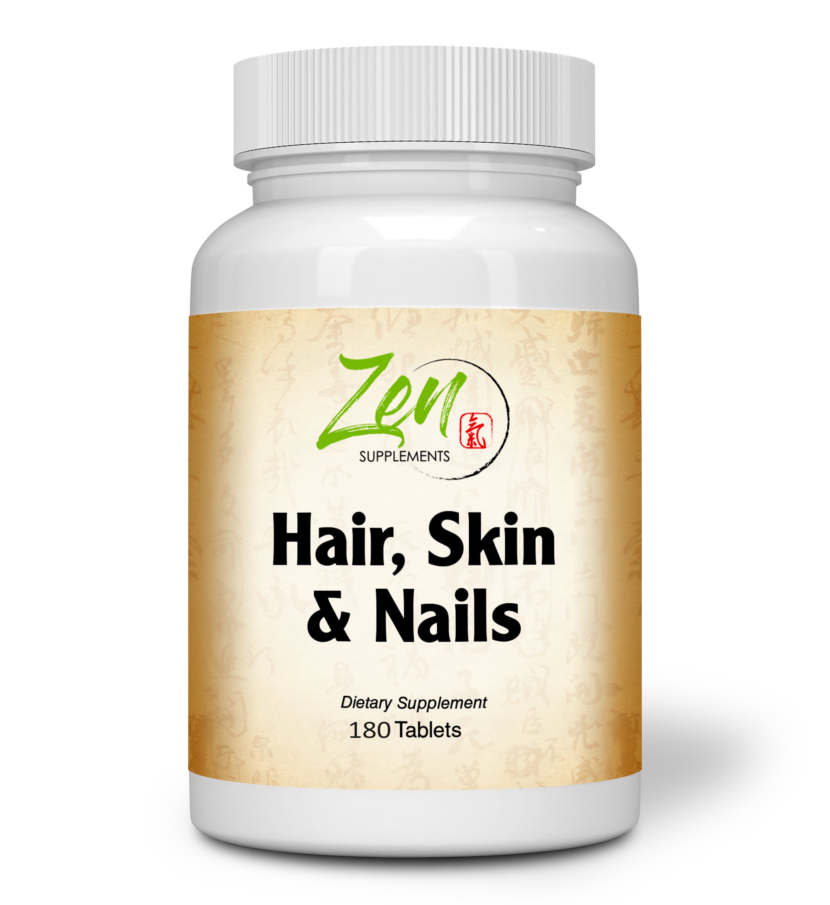 Zen Supplements - Hair, Skin & Nails Formula Contains Biotin, Zinc, MSM, Antioxidant Vitamins C and E, Selenium, Silicon All Support for Healthy Hair, Clear Skin and Strong Nails 180-Tabs