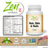 Zen Supplements - Hair, Skin & Nails Formula Contains Biotin, Zinc, MSM, Antioxidant Vitamins C and E, Selenium, Silicon All Support for Healthy Hair, Clear Skin and Strong Nails 90-Tabs