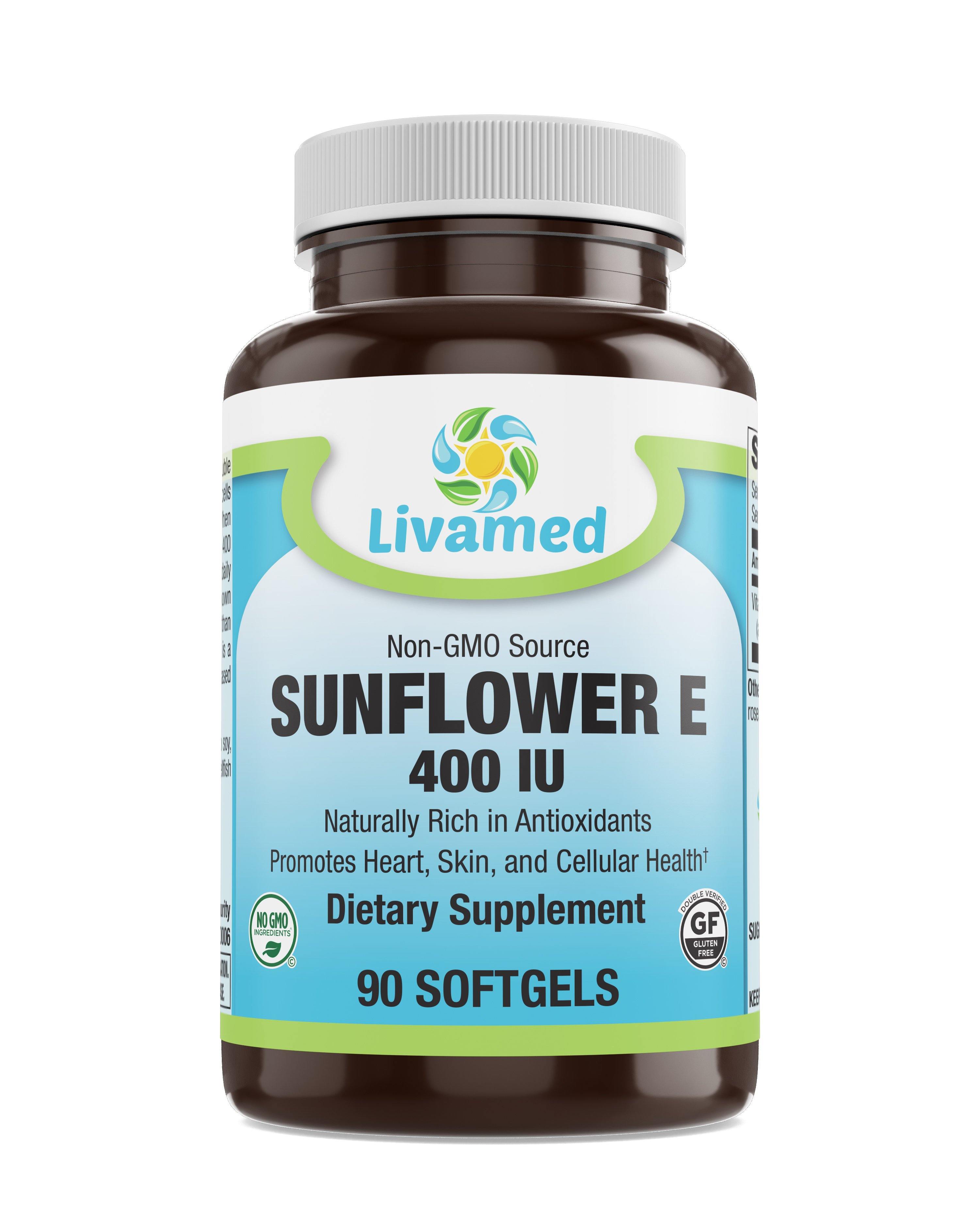 Livamed - Non-GMO Sunflower E 400 IU Softgels 90 Count - Livamed Vitamins