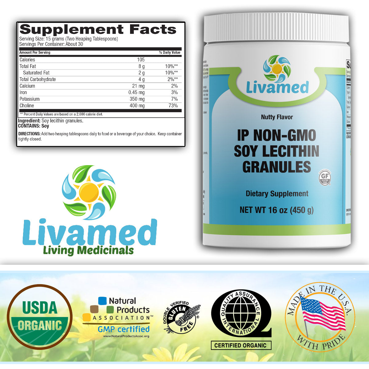 IP Non-GMO Soy Lecithin Granules 16 oz Count