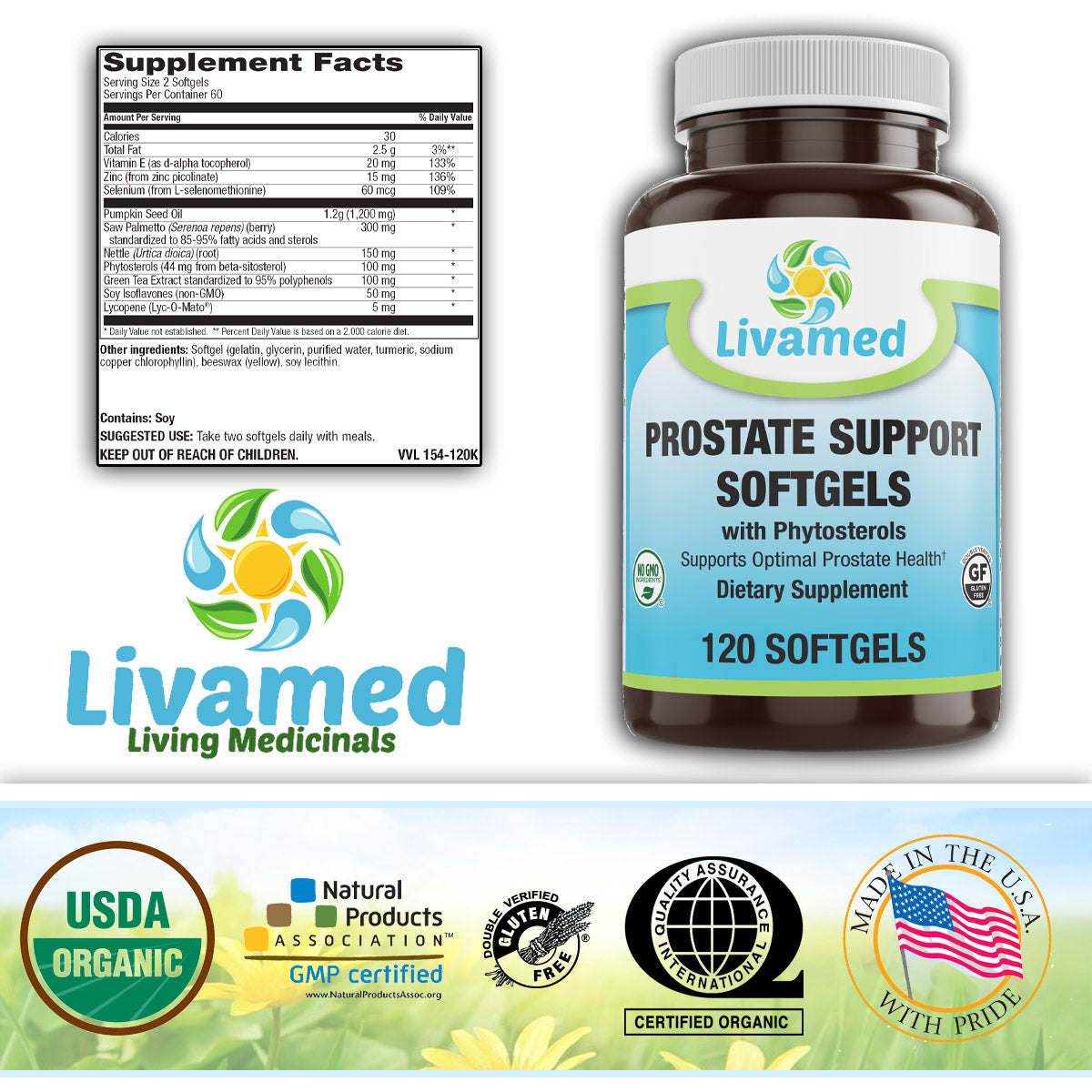 Prostate Support Softgels with Phytosterols 120 Count