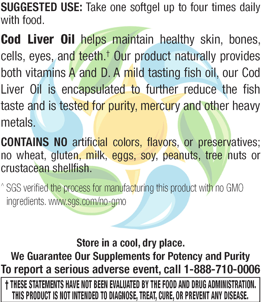 Cod Liver Oil Softgels 250 Count