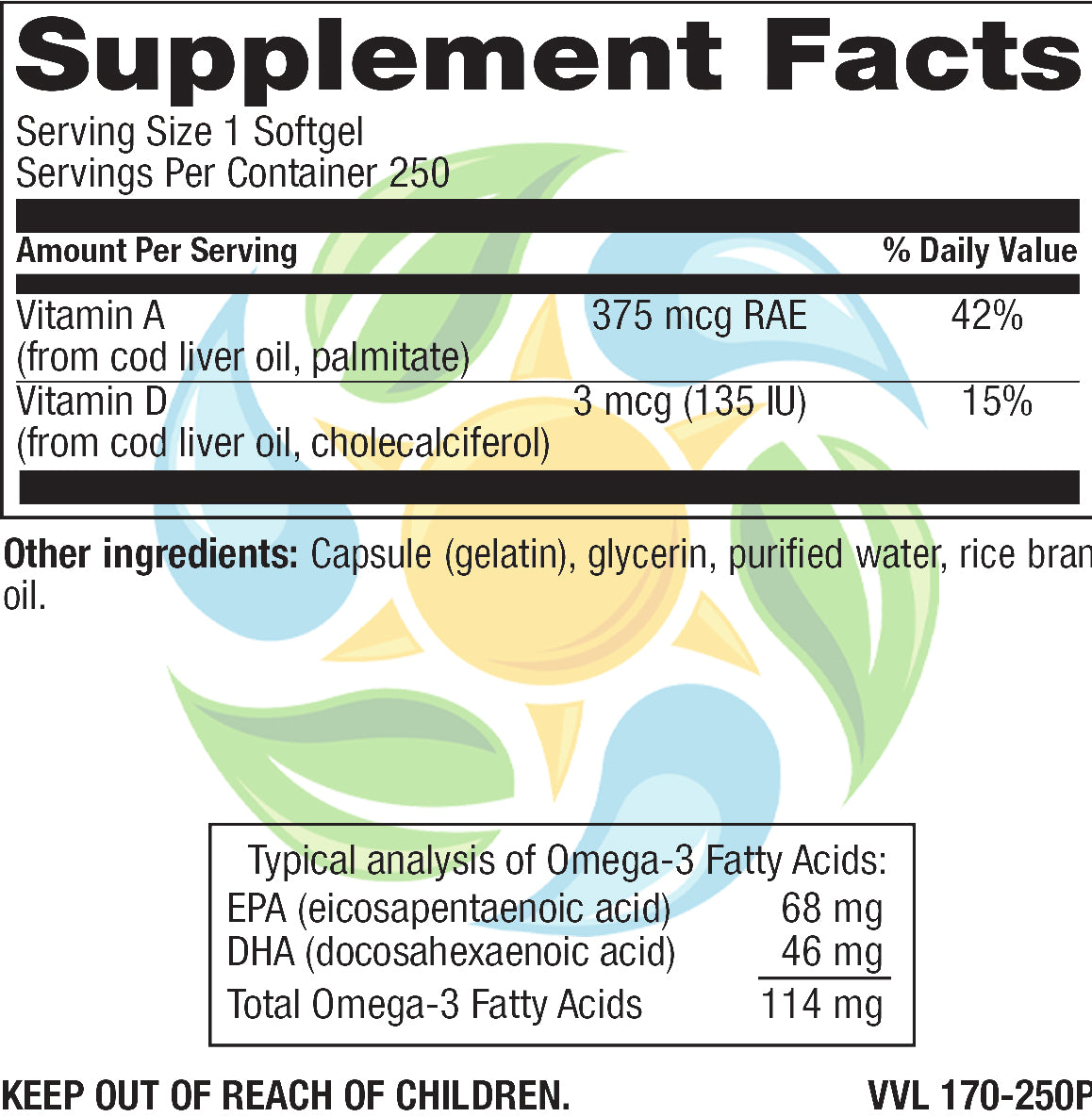 Cod Liver Oil Softgels 250 Count