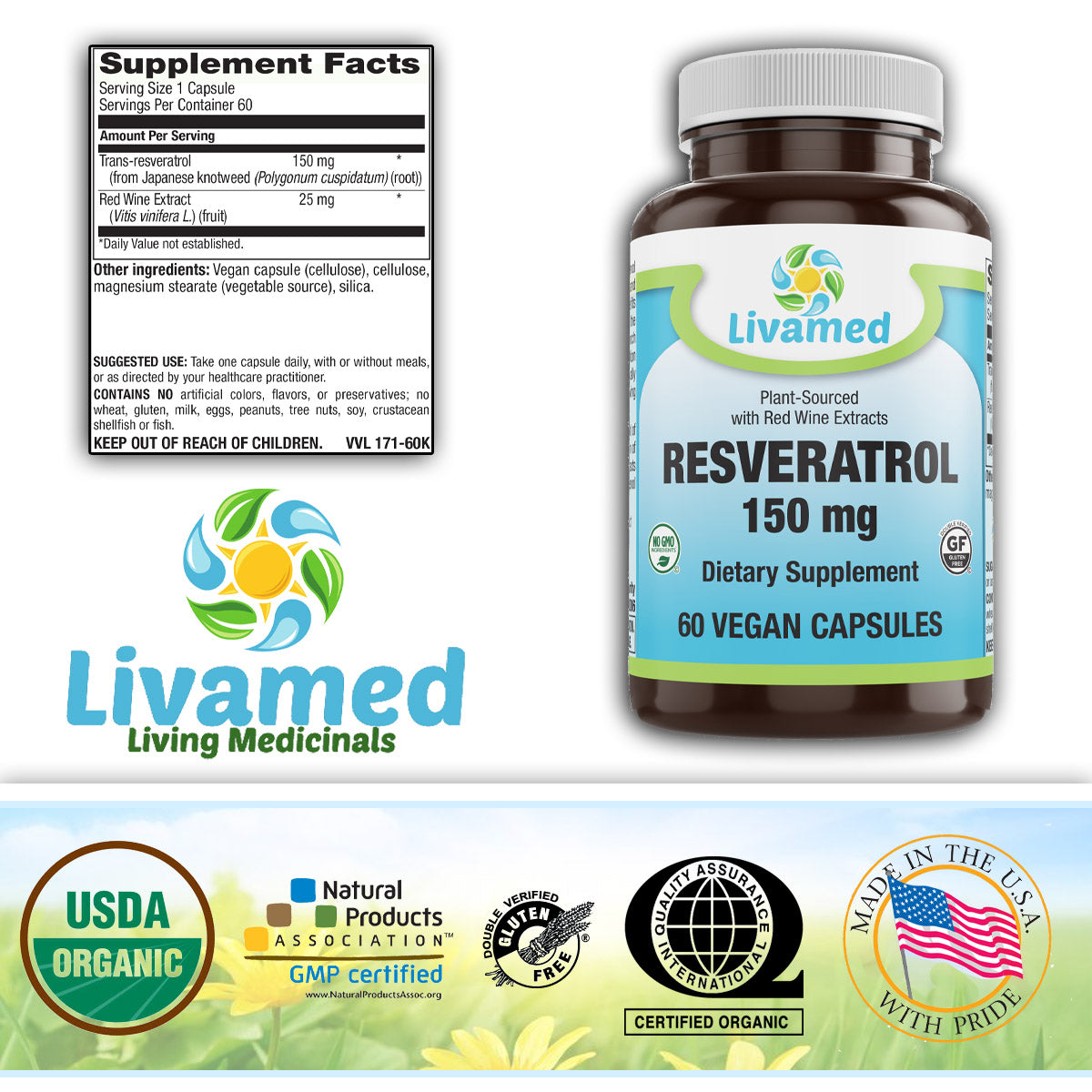 Resveratrol 150 mg Veg Caps   60 Count