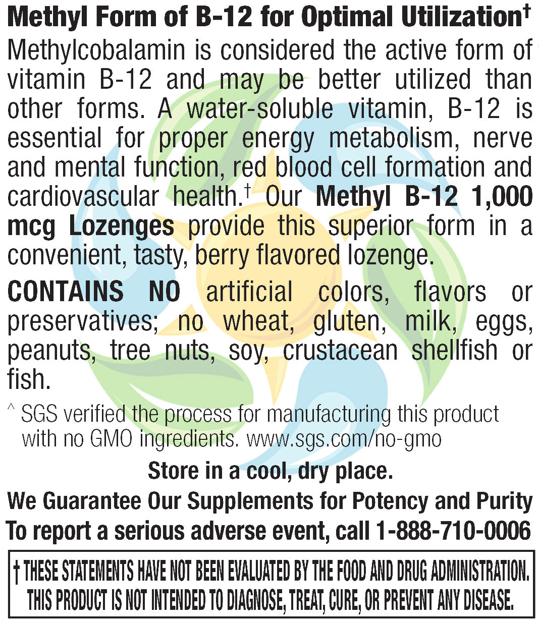 Methyl B12 1,000 mcg Veg Lozenge - Natural Berry Flavor 100 Count