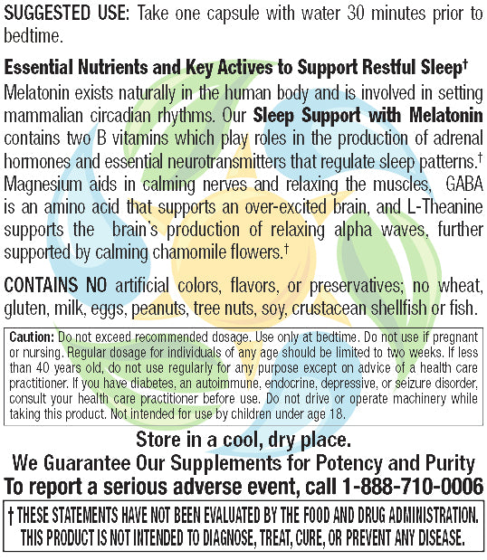 Sleep Support with Melatonin Veg Caps 50 Count