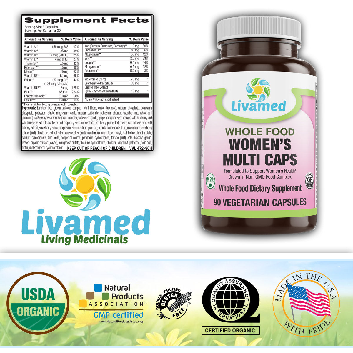 Women's Multi Veg Caps - Whole Food Essentials   90 Count