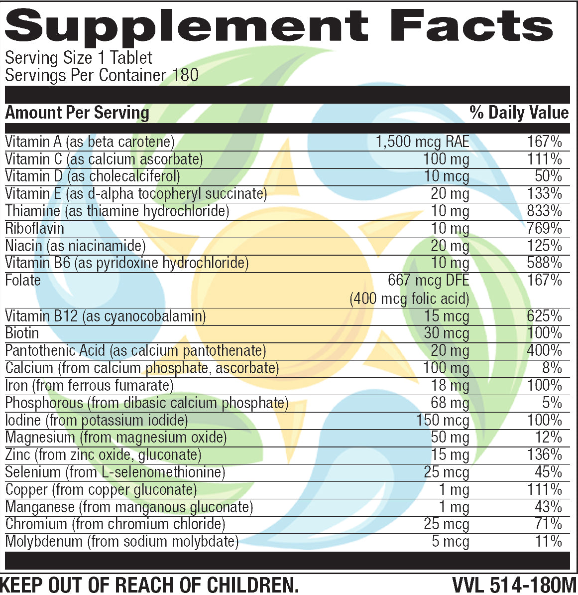 Basic Multi® Veg Tabs 180 Count