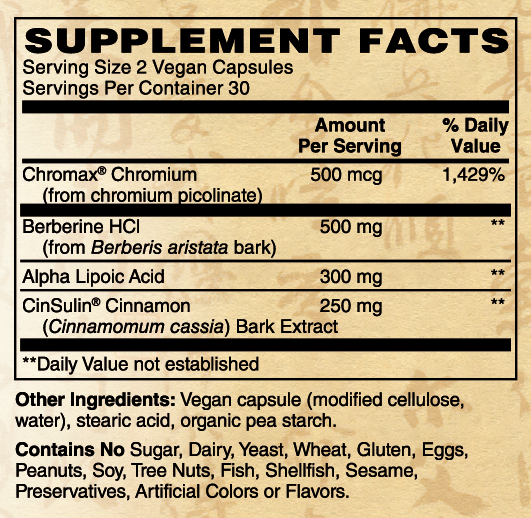 Advanced Blood Sugar Support Supplement - 60caps Glucose Control