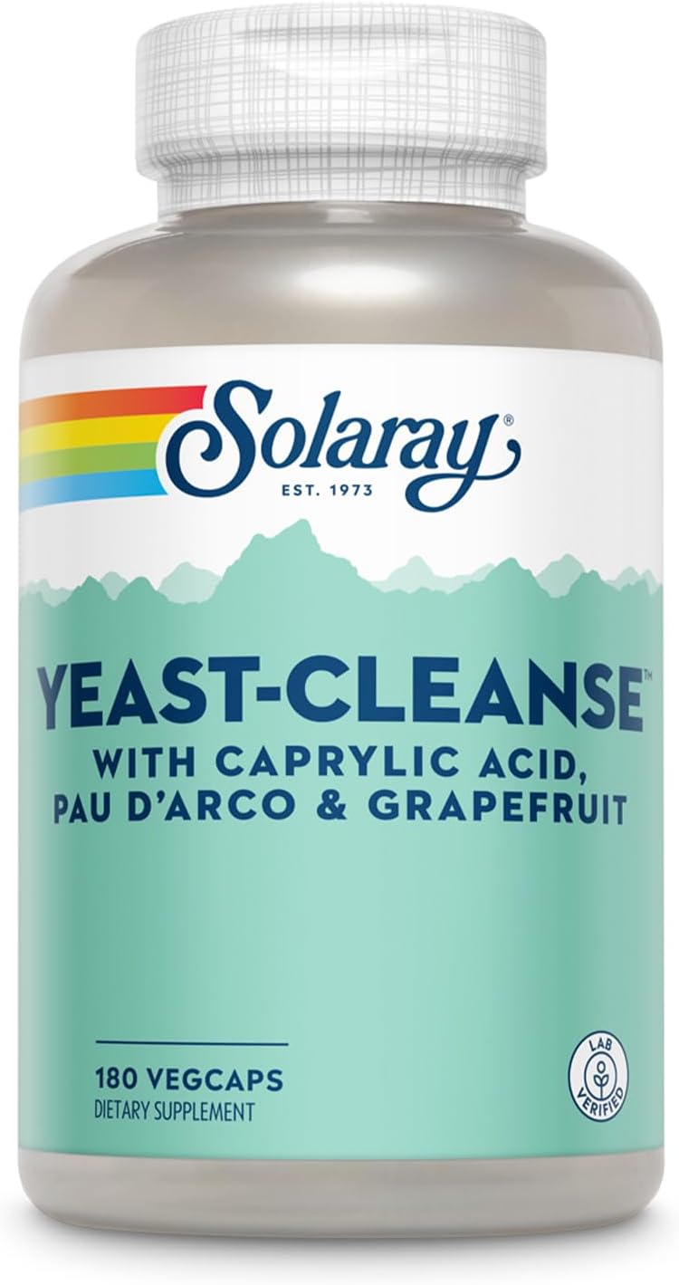 Solaray Yeast-Cleanse | with Caprylic Acid, PAU Darco, Grapefruit Seed Extract & Tea Tree Oil | Healthy Cleansing Support | 30 Servings | 180 VegCaps