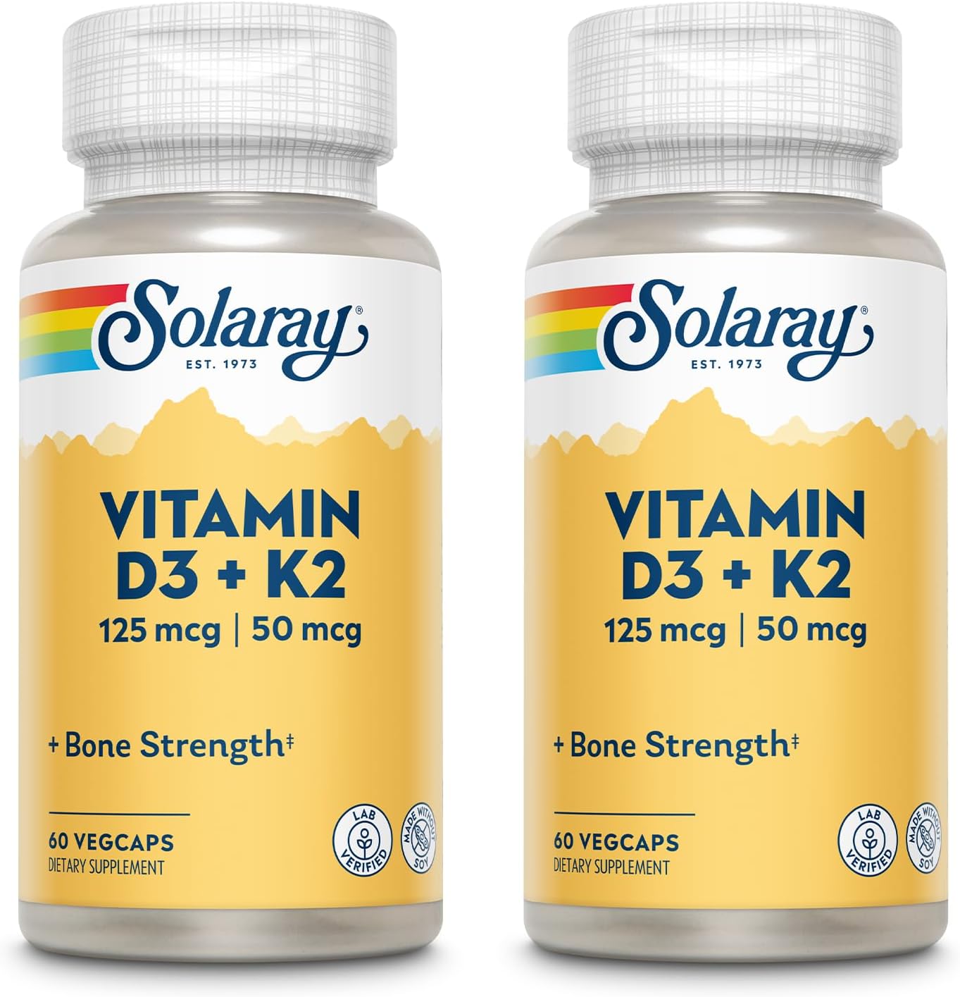 Solaray Vitamin D-3 & K-2 - 2 Pack 60ct VegCap