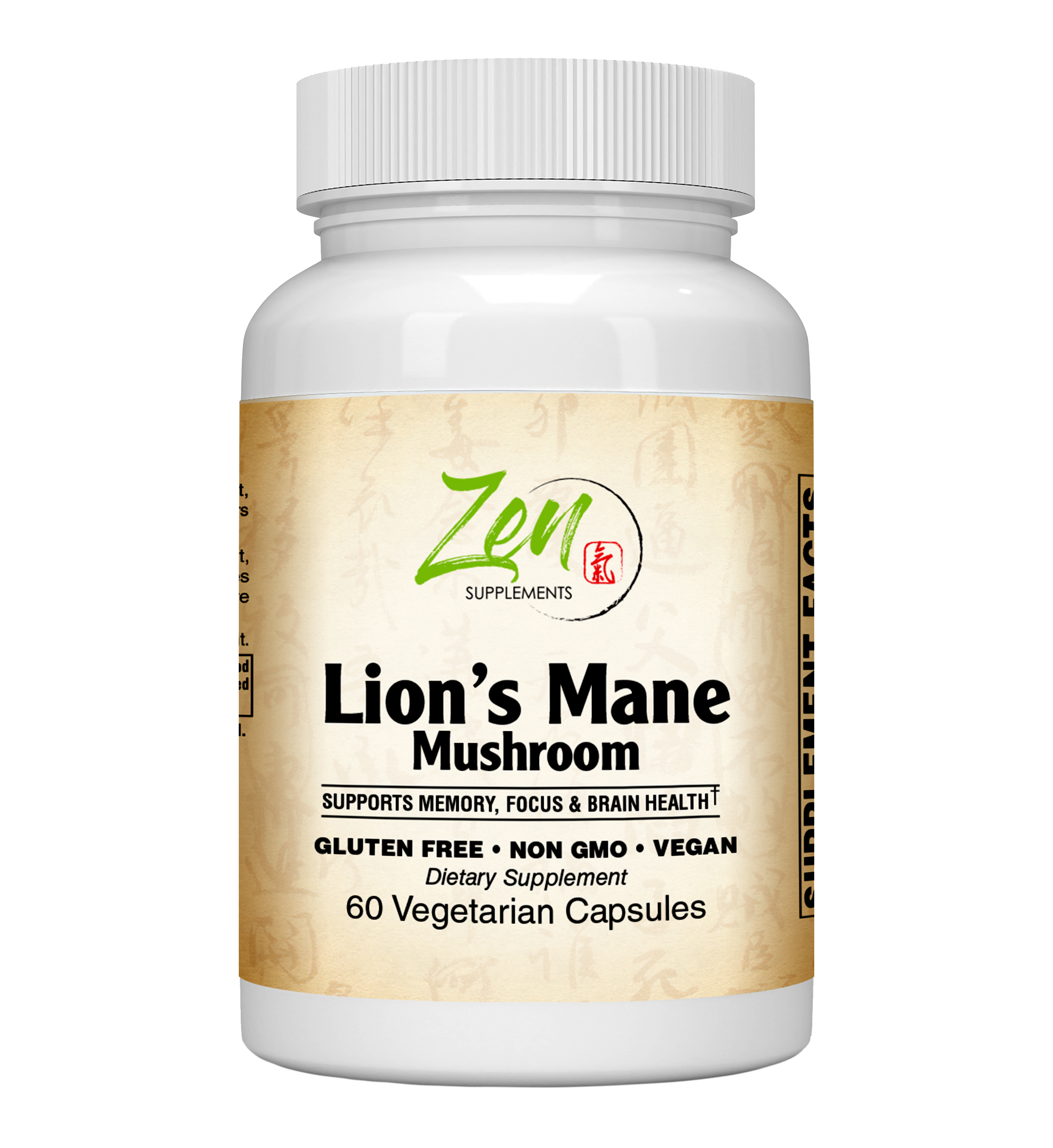 Zen Supplements - Lion's Mane (Organic) Nootropic Brain Supplement and Immune Support, Promotes Mental Clarity, Focus & Memory Plus Immune Health 60-Caps