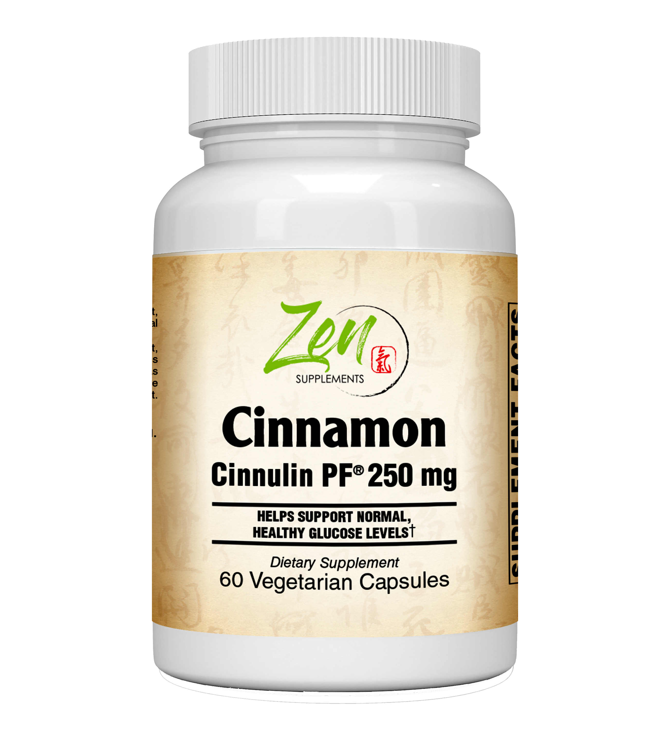 Zen Supplements - Cinnamon Extract 250 Mg Antioxidant Helps Maintain Blood Sugar Levels, Improve Cardiovascular Health, Enhance Insulin Function 60-Caps