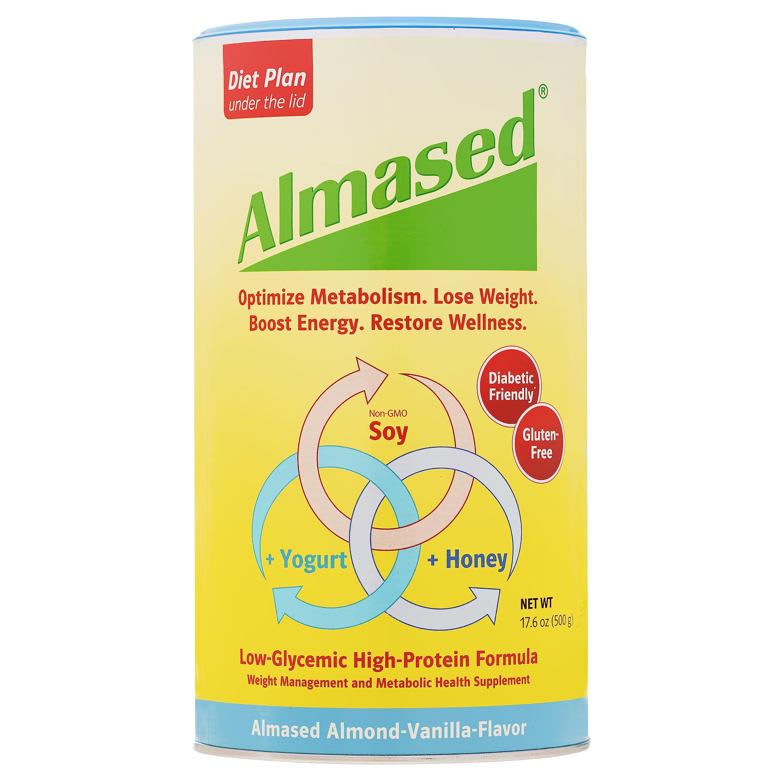 Almased Vanilla Meal Replacement Shake - Low-Glycemic High Plant Base Protein Powder- Nutritional Weight Health Support Supplement - Vanilla Flavor - 17.6 oz (1.1 Pound (3 Pack))