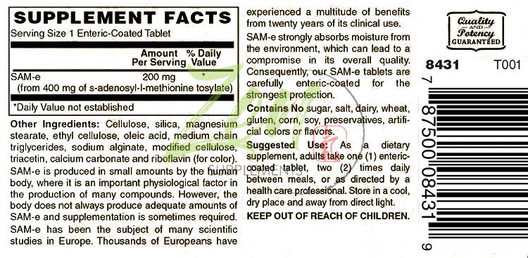 SAM-E 200mg - 30 Tabs