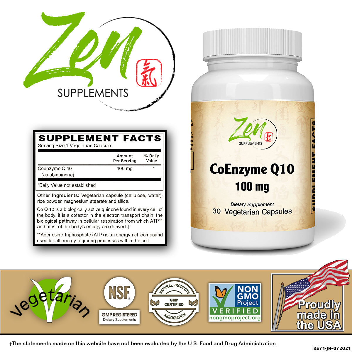 CoQ10 Ubiquinone 100mg - 30 Vegcaps