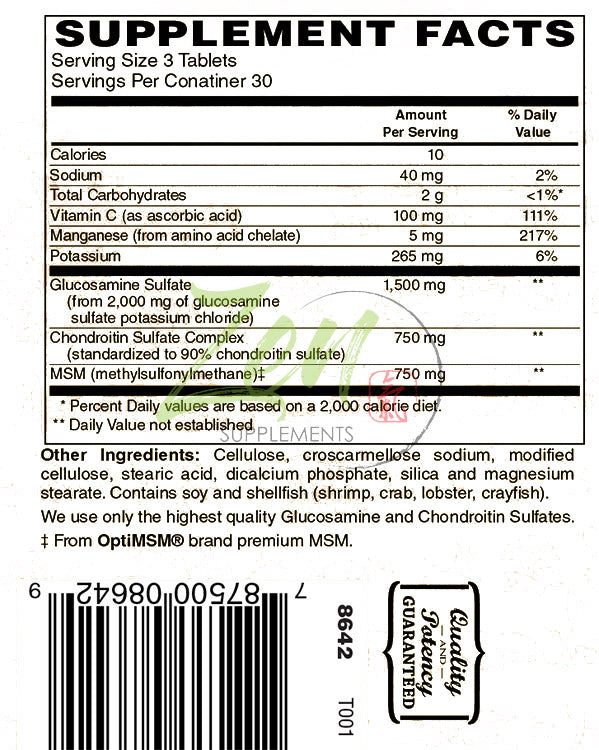 Glucosamine Chondroitin MSM - 90 Tabs