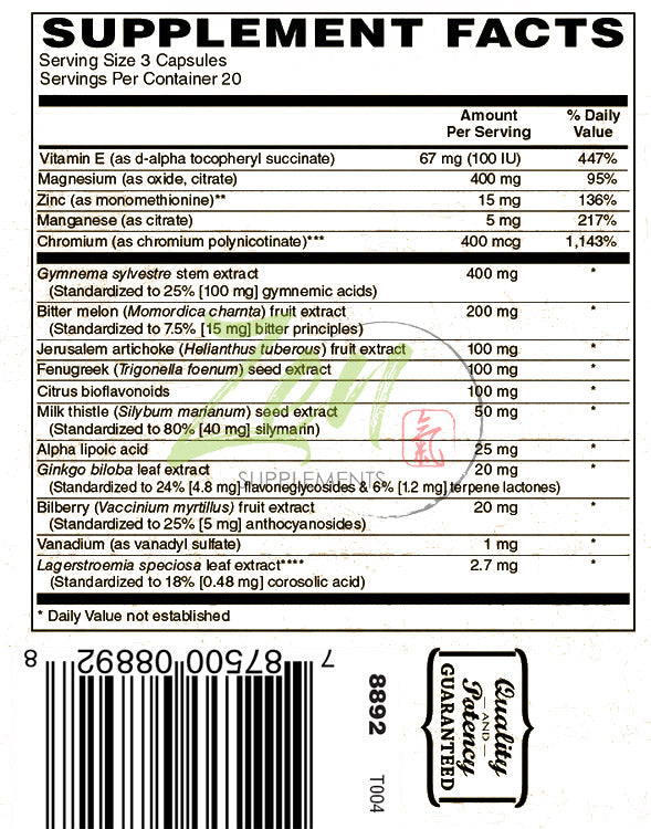 Glucose Support - With ChromeMate®, GlucoHelp®, Vanadyl, & Herbs - 60 Caps