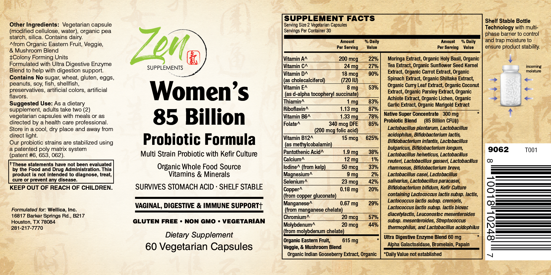 Women’s 85 Billion CFU Probiotic Formula 60 VCAP