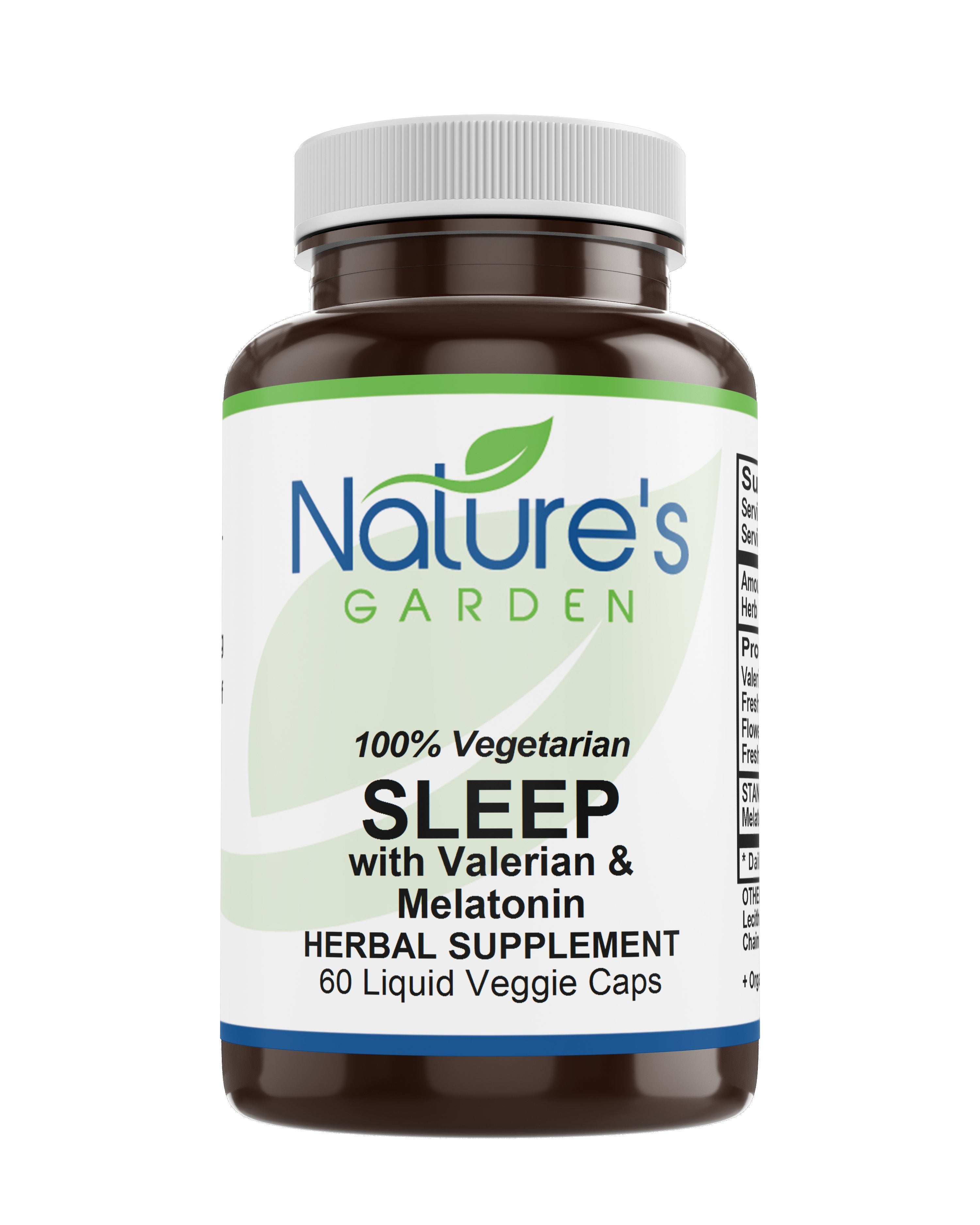 Organic Sleep Formula w/Valerian & Melatonin - 60 Liquid Veggie Caps with Organic Chamomile, Passion Flower, Skullcap, Hops & More!  - Herbal & Non-Habit Forming