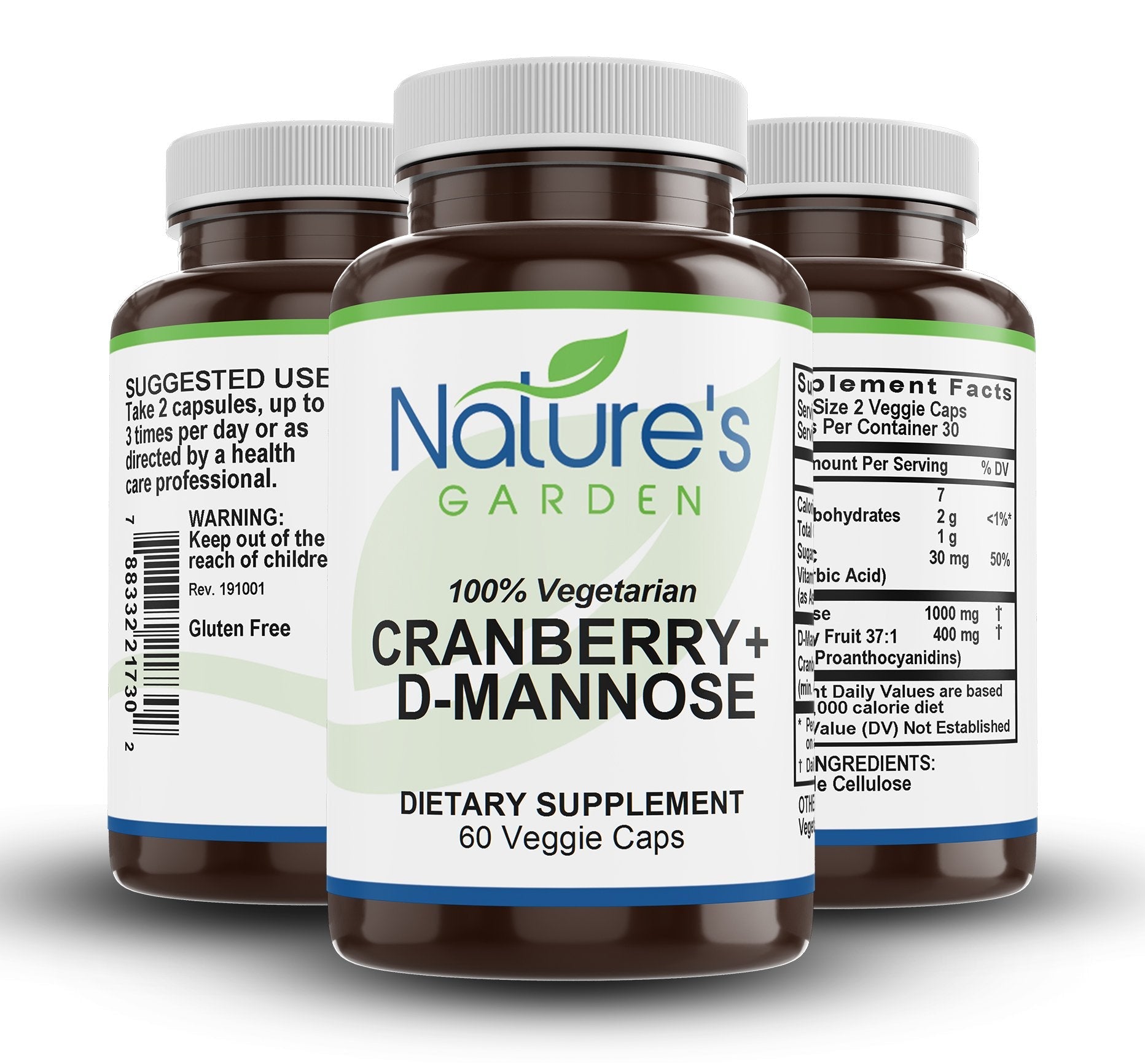 Cranberry + D-Mannose Supplement Plus Vitamin C - 60 Veggie Caps