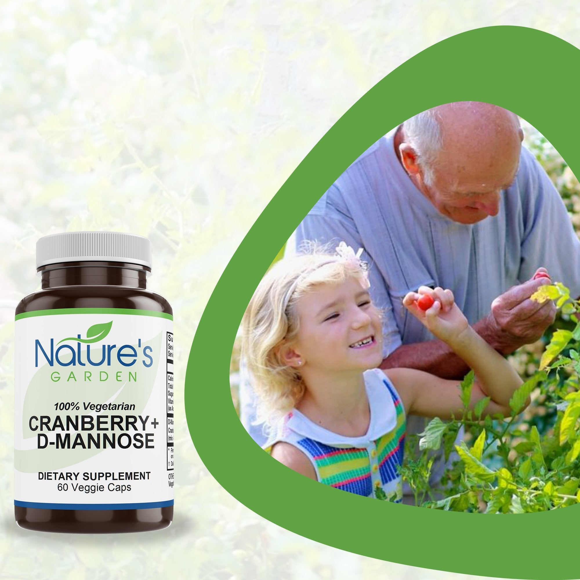 Cranberry + D-Mannose Supplement Plus Vitamin C - 60 Veggie Caps