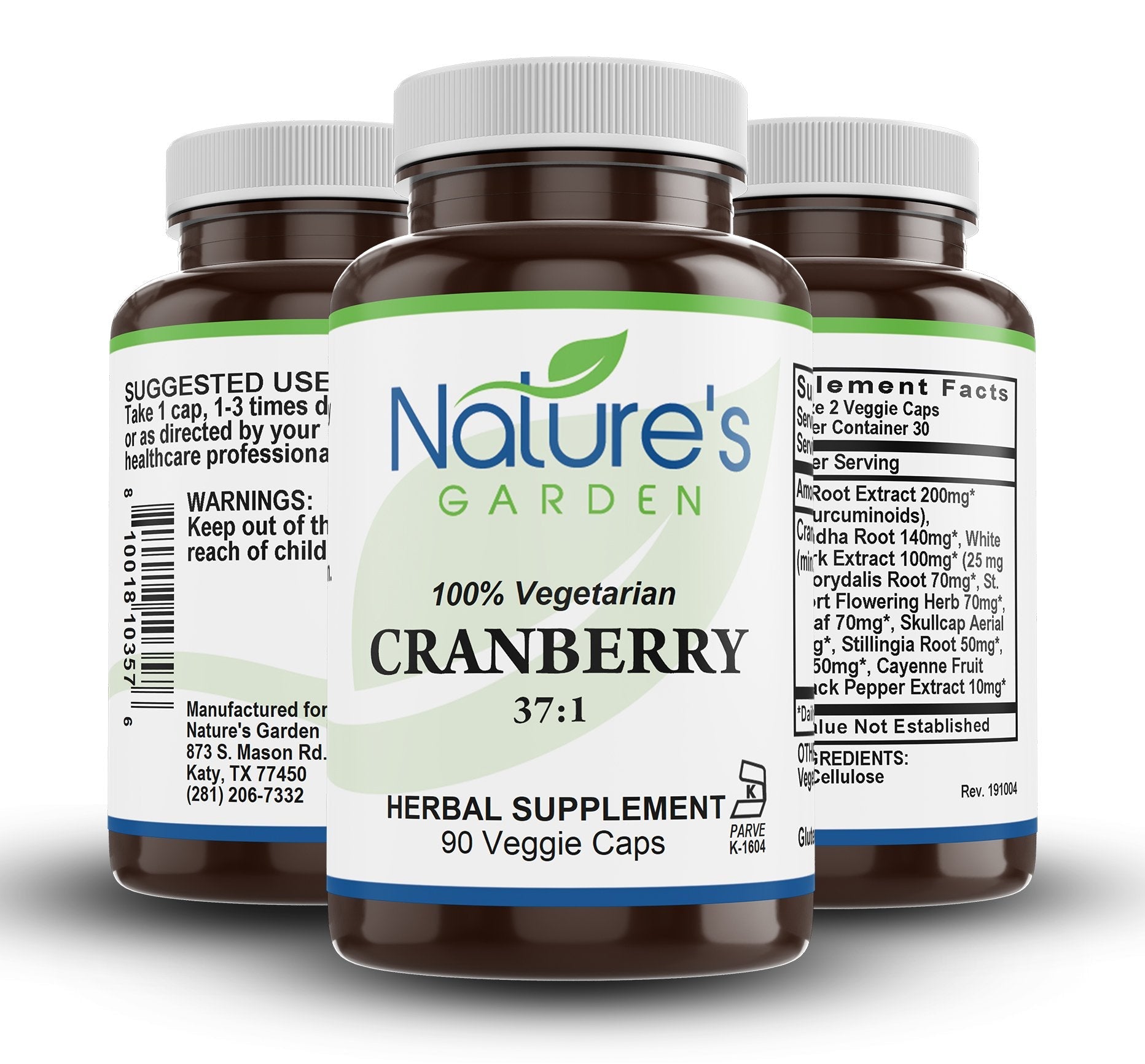Cranberry - 90 Veggie Caps with 37:1 Cranberry Concentrate Extract