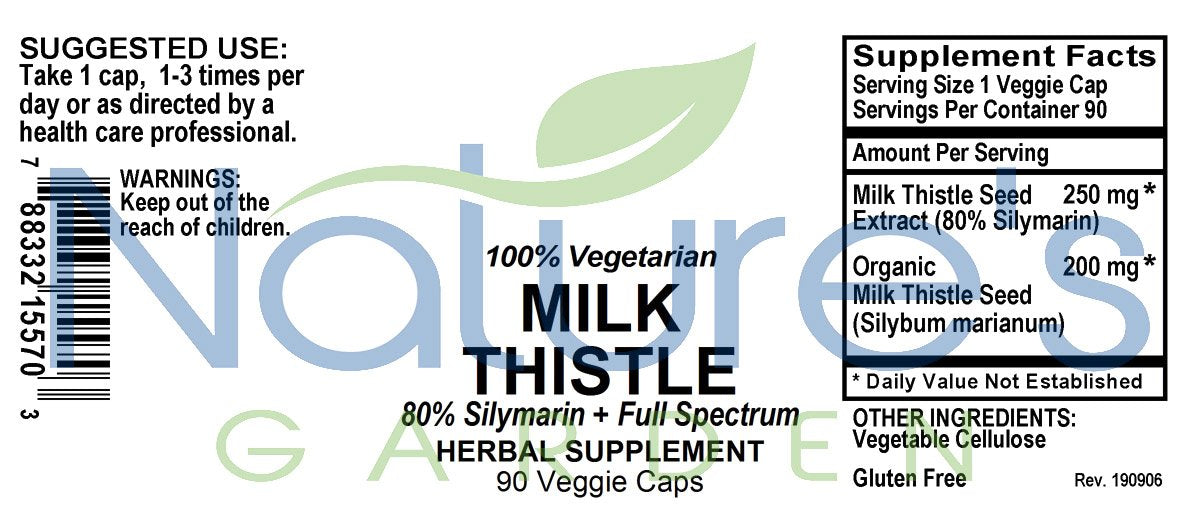 Milk Thistle - 90 Veggie Caps with Organic Milk Thistles and Potent Silymarin Extract