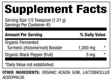 Livamed - Fermented Organic Turmeric Booster Powder with Black Pepper  1.6 oz Count