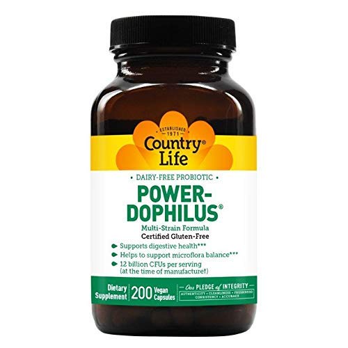 Country Life - Power-Dophilus Dairy-Free Probiotic, 12 Billion CFU's - 200 Vegan Capsules