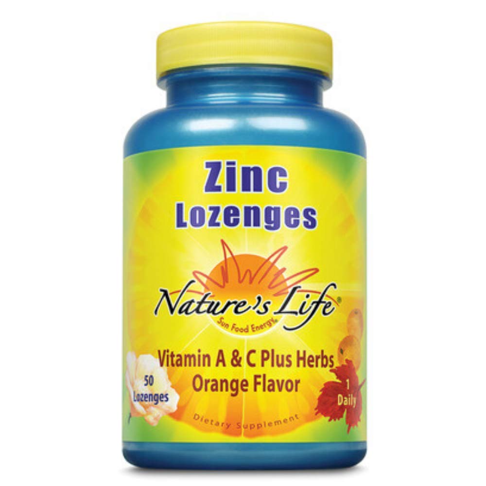 Nature's Life Zinc Lozenges, Vitamin A & C Plus Herbs, Orange Flavor, 12.5 Mg, 50 Lozenges