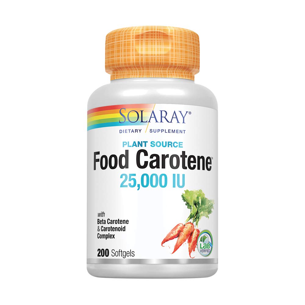 Solaray Food Carotene Capsules, 25000IU, 200 Count