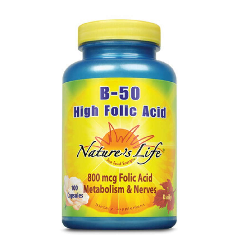 Nature's Life B-Complex , High Folic Acid, 50 Mg, 800 mcg 100 Capsules