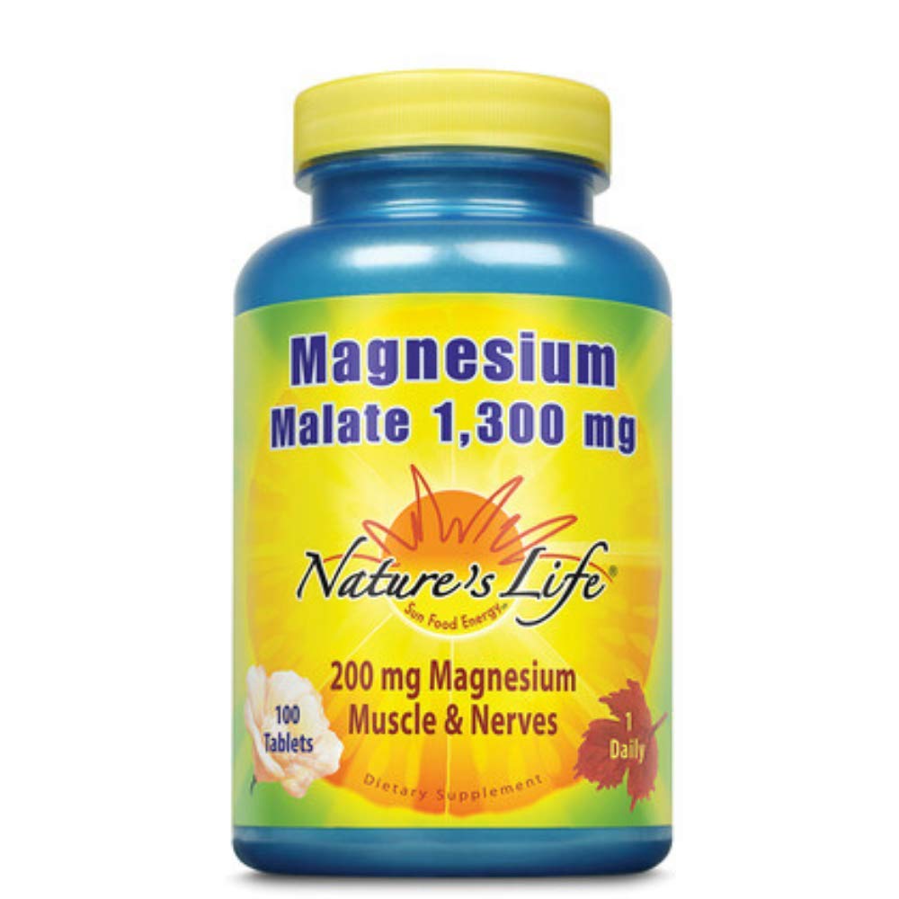 Nature's Life Magnesium Malate Tablets, 1300 Mg, 100 Count