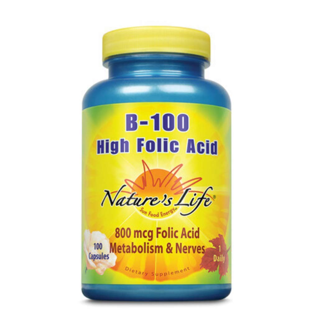 Nature's Life B--100 High Folic Acid, 100 Mg, 100 Capsules