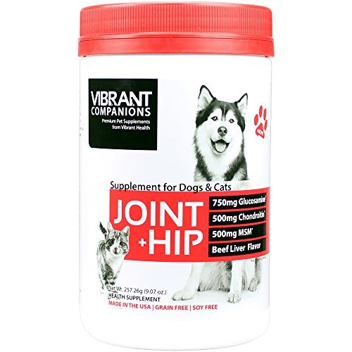 Vibrant Companions - Joint + Hip for Dogs and Cats, Supports Joint Health, Repair, and Mobility with Glucosamine, Collagen, and Turmeric, Gluten Free, Dairy Free, Beef Liver, 9.07 Oz