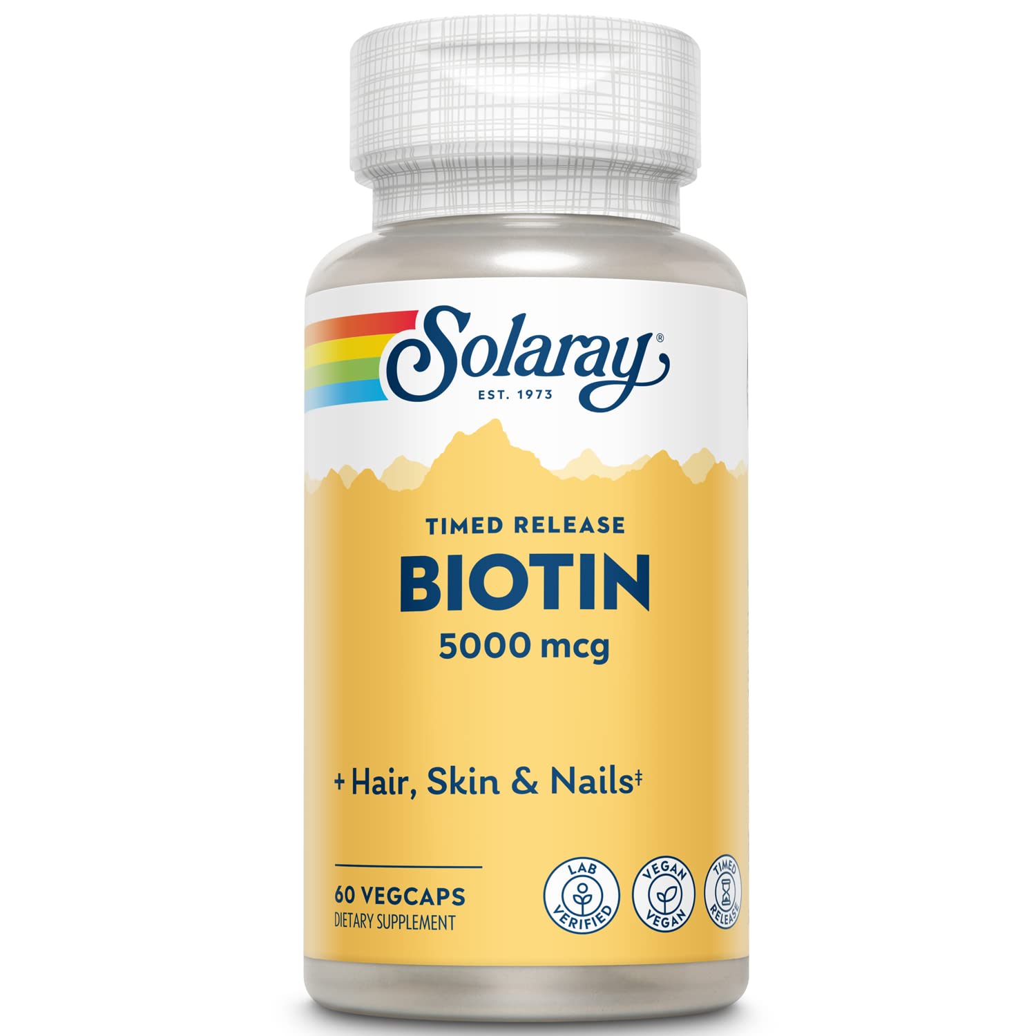 Solaray Biotin Two Stage Time Released Supplement, 5000 mcg, 60 Count
