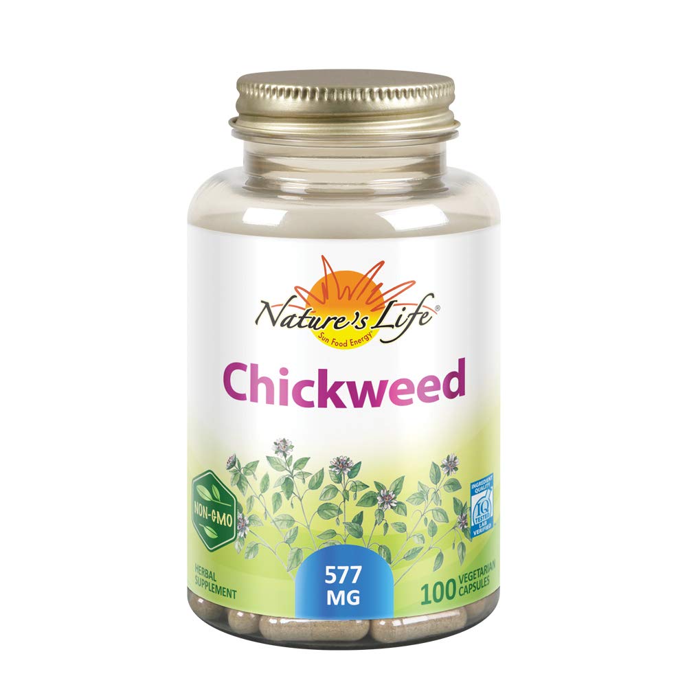 Nature’s Life Chickweed Herbal Supplement 577mg | Healthy Digestion, Skin and Immune Function Formula | Non-GMO | 100 Vegetarian Capsules