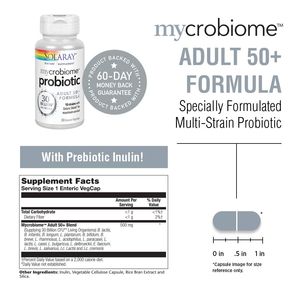 Solaray Mycrobiome Probiotic Adult 50+ Formula - 30 Billion CFU | 30 VegCaps