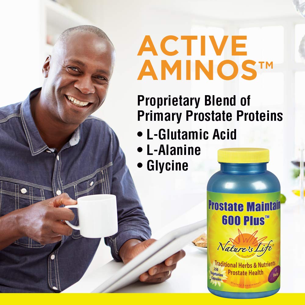 Nature's Life Prostate Maintain 600 Plus Formula for Men | L-Glutamic Acid, L-Alanine, Glycine & Saw Palmetto, Pumpkin Seed & Pygeum Bark | 250 CT