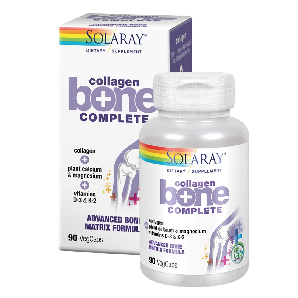 Solaray Collagen Bone Complete | Advanced Bone Matrix Formula with Plant Calcium & Magnesium | 30 Servings | 90 VegCaps