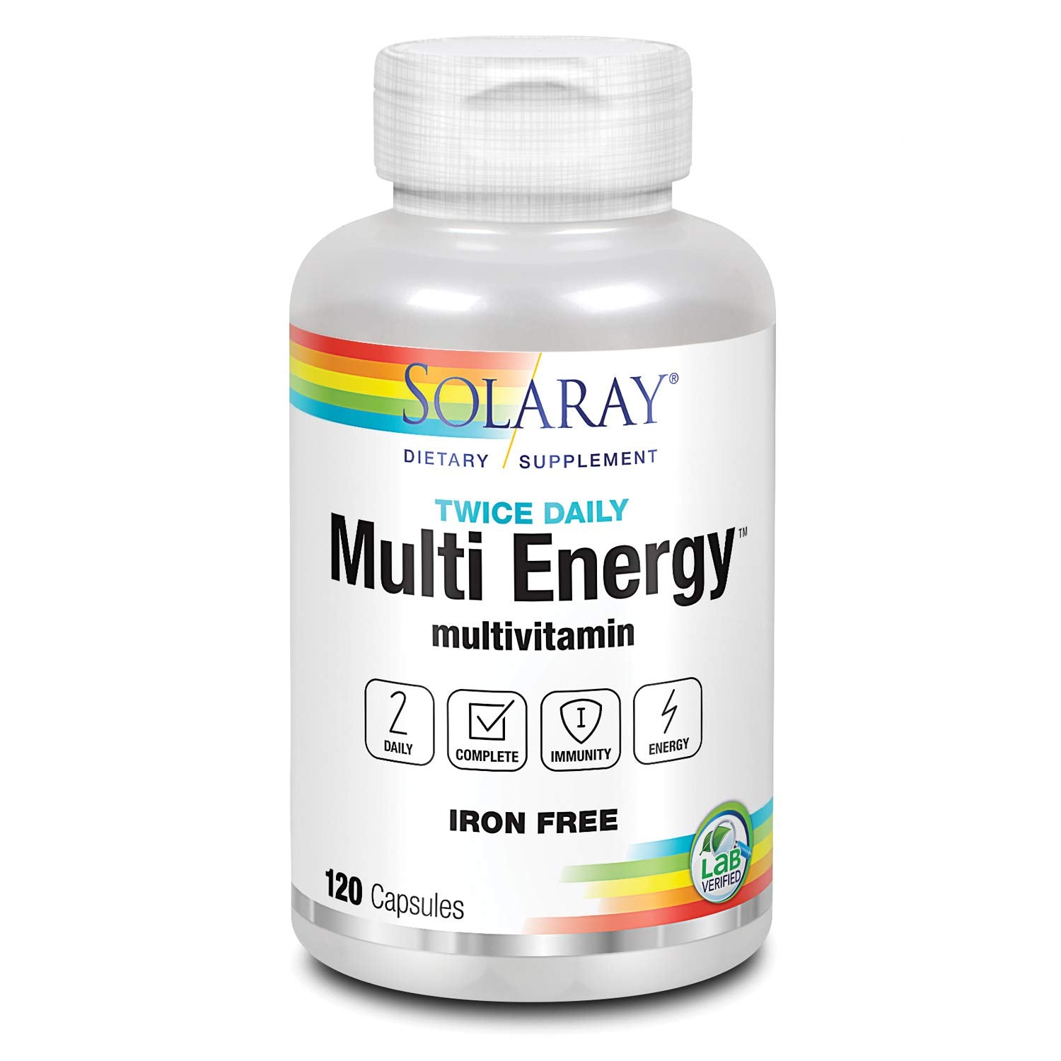 Solaray Twice Daily Multi Energy Multi-Vitamin Iron-Free 120ct Capsule