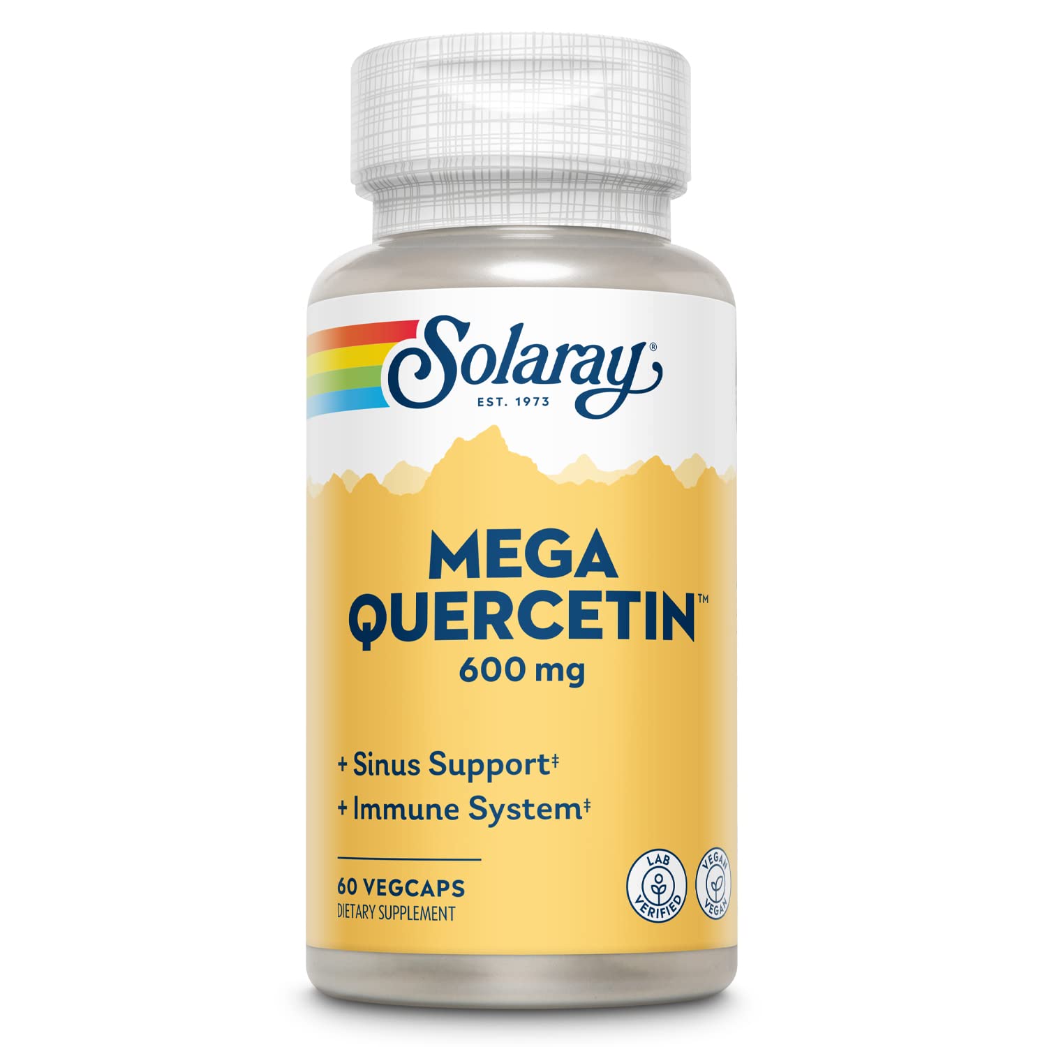 Solaray Mega Quercetin | Healthy Cells, Heart, Circulatory & Respiratory System Support | Bioflavonoids & AMPK Activator | Non-GMO; Vegan | 60 VegCaps
