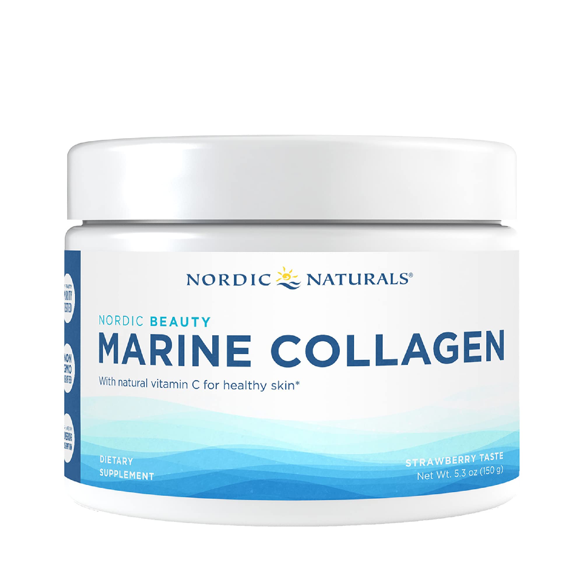 Nordic Naturals Marine Collagen, Strawberry - 5.29 oz - 4200 mg Bioactive Type I Collagen Peptides + Vitamin C - Healthy Skin, Joints & Bones, Antioxidant Support - Non-GMO- 30 Servings