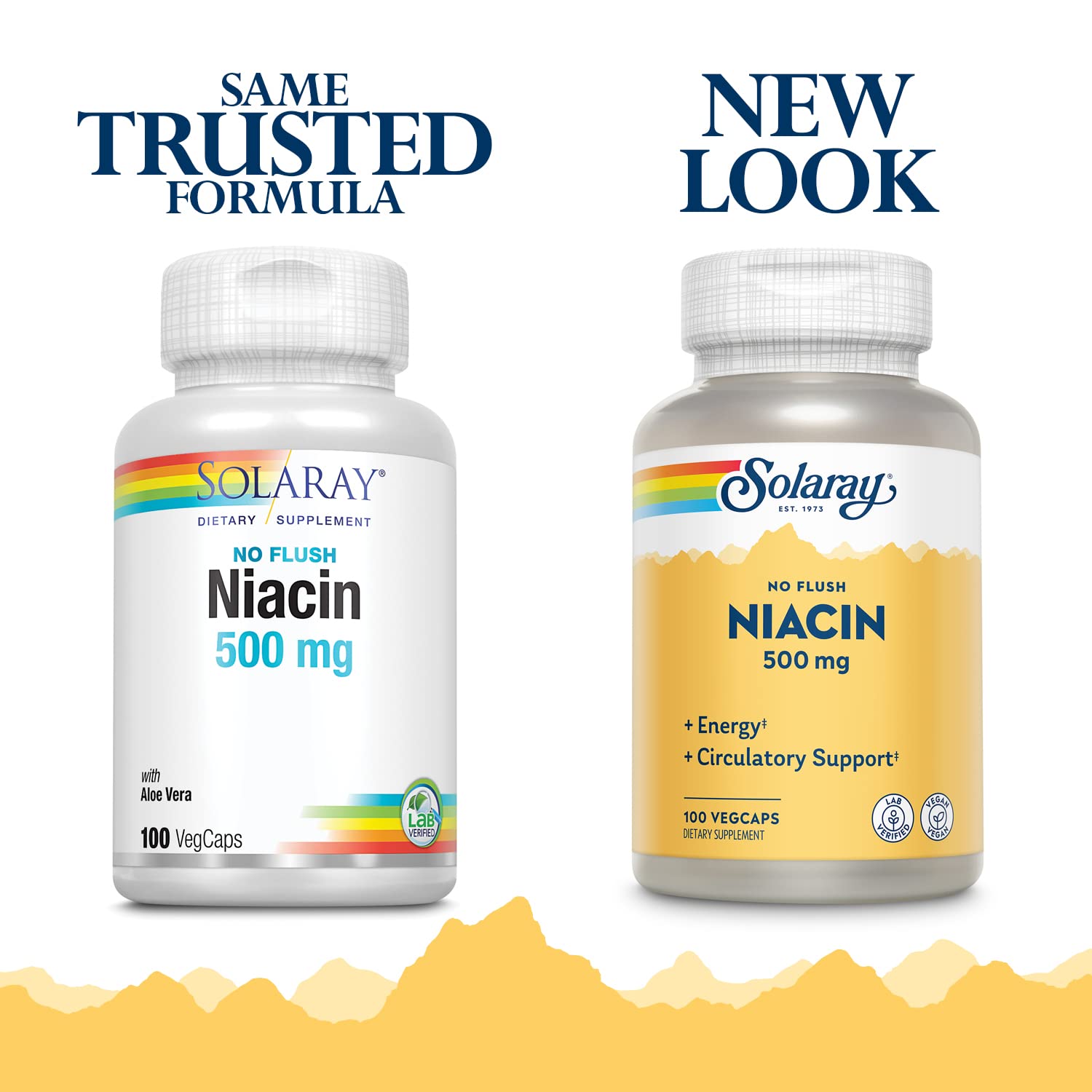 Solaray Niacin No Flush Capsules, 500 mg, 100 Count