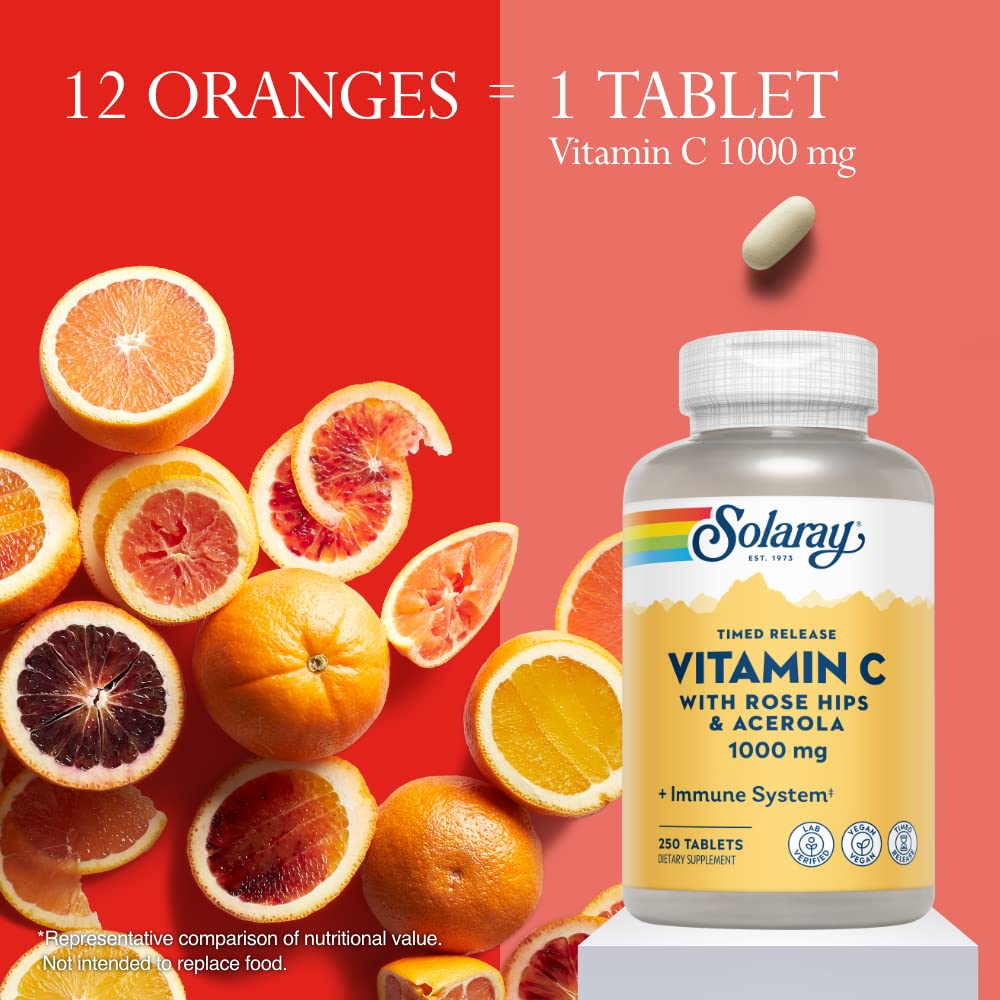 Solaray Vitamin C with Rose Hips & Acerola Timed-Release 250ct Tablet